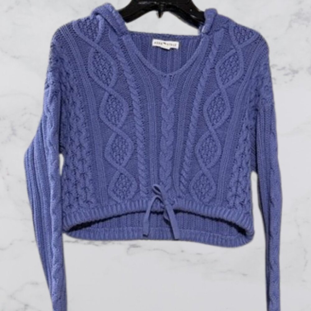 Aeropostale Hooded Cable-Knit Cropped Sweater Size Small